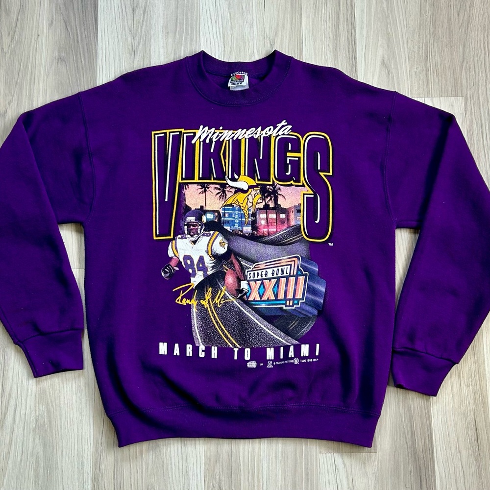 Vtg 1998 Minnesota Vikings Randy Moss NFL Crewneck Sweater Men’s Large/Medium